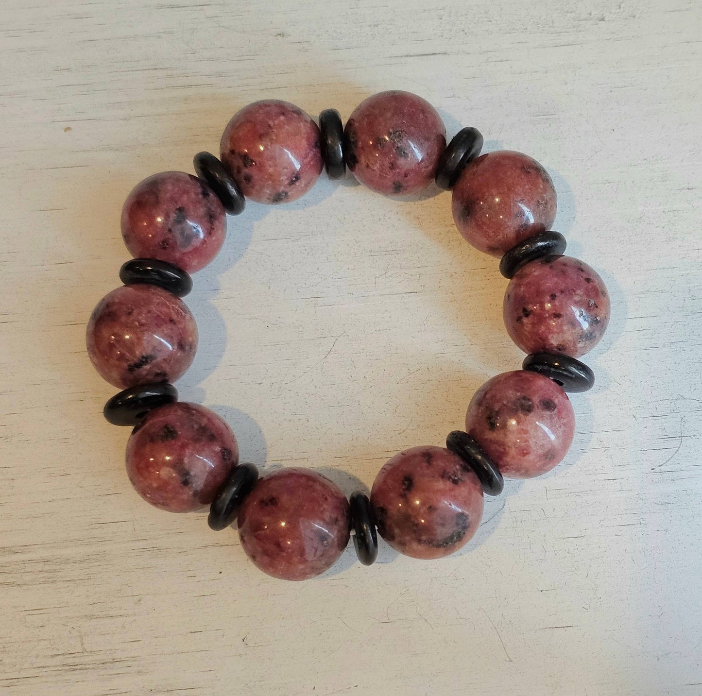 Stretch Bracelet - Chunky Kiwi Jasper & Bone
