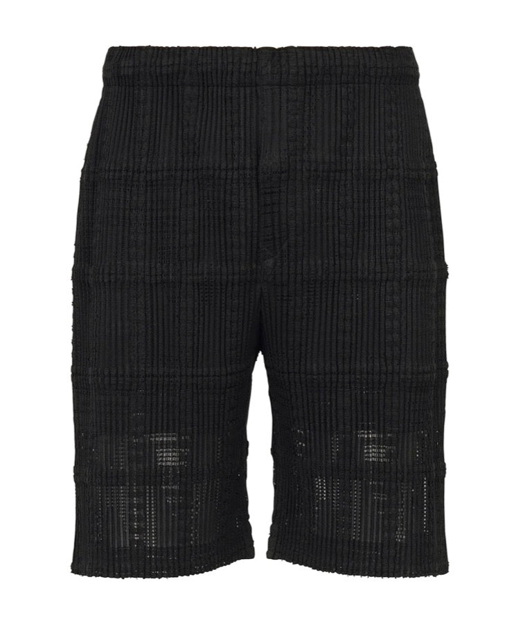 Lace Grid Pleats Shorts