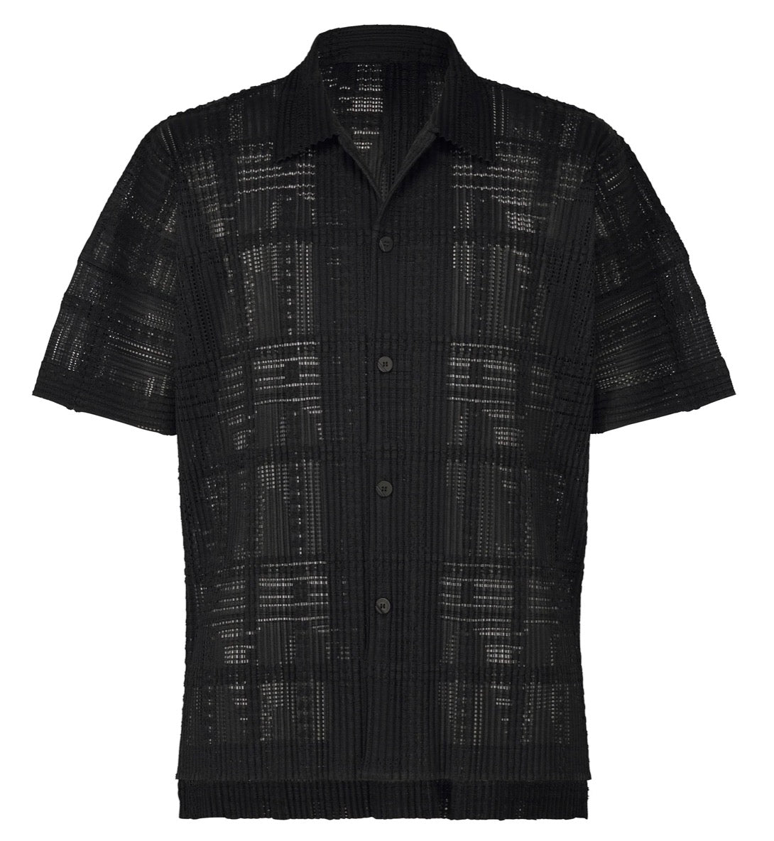 Lace Grid Pleats Buttondown