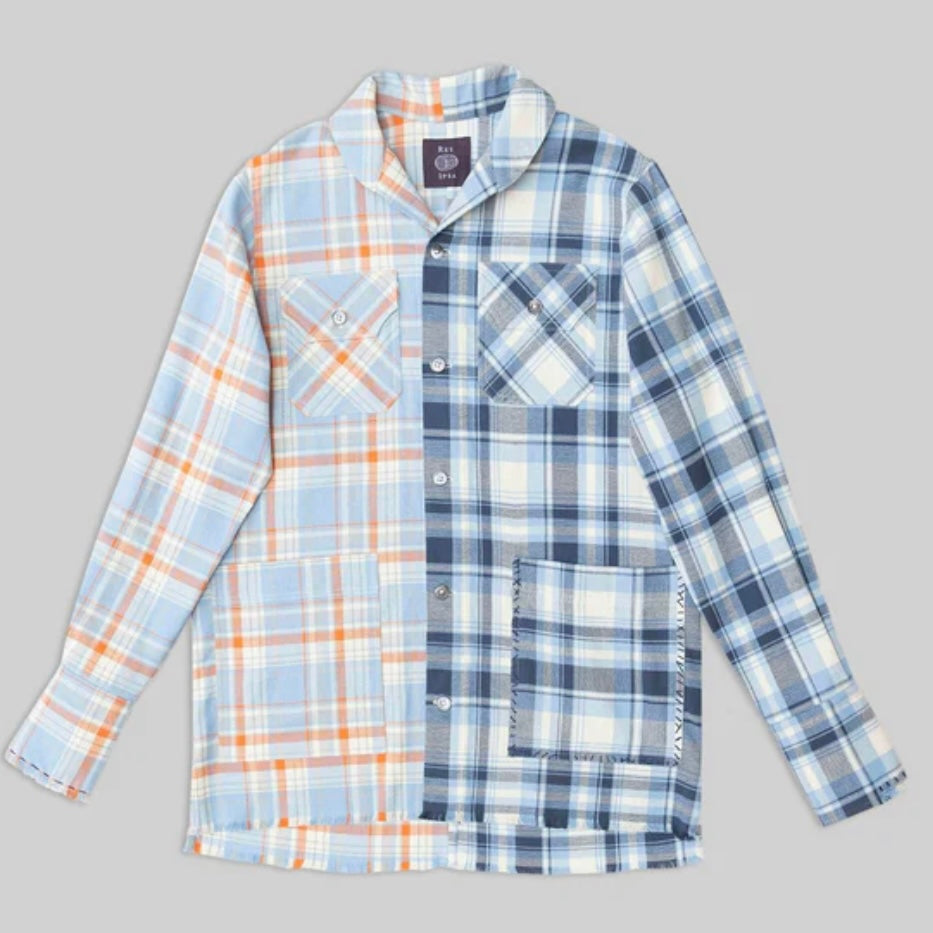 Patchwork Plaid 1/2 Shirt