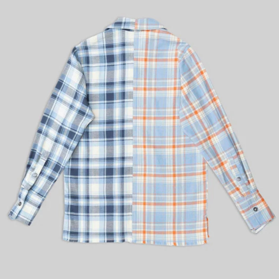 Patchwork Plaid 1/2 Shirt