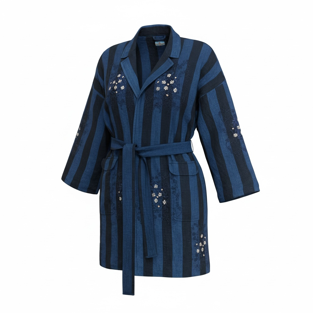 Deep sea Indigo Stripe Jacket W/Belt