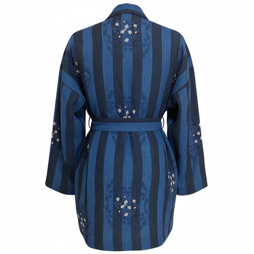 Deep sea Indigo Stripe Jacket W/Belt