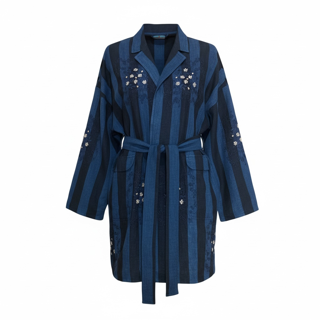Deep sea Indigo Stripe Jacket W/Belt