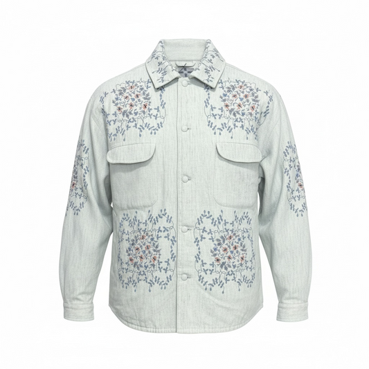Sky Indigo Flower Embroidered JKT